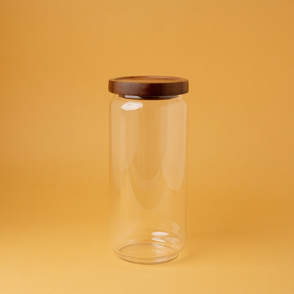 Kitchen Spices Glass Storage Jar With Lid 950 ml - Transparent / Brown