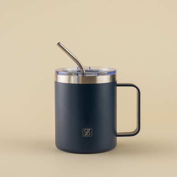 SipSmart Stainless Steel Mug With Lid And Straw 350 ml - Navy Blue