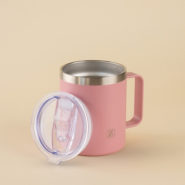 SipSmart Stainless Steel Mug With Lid And Straw 350 ml - Pink