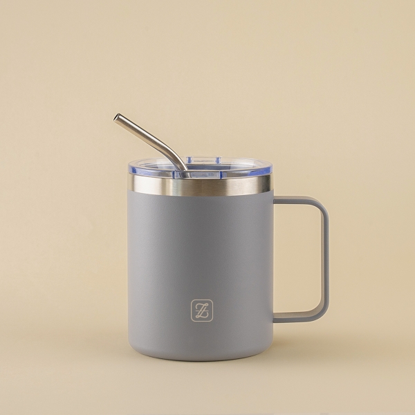 SipSmart Stainless Steel Mug With Lid And Straw 350 ml - Grey