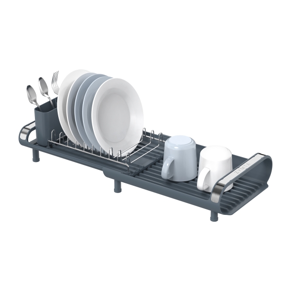 Over Sink Kitchen Storage Dish Drying Rack 28 - 49.7 x 20 x 12.6 cm - Silver / Black