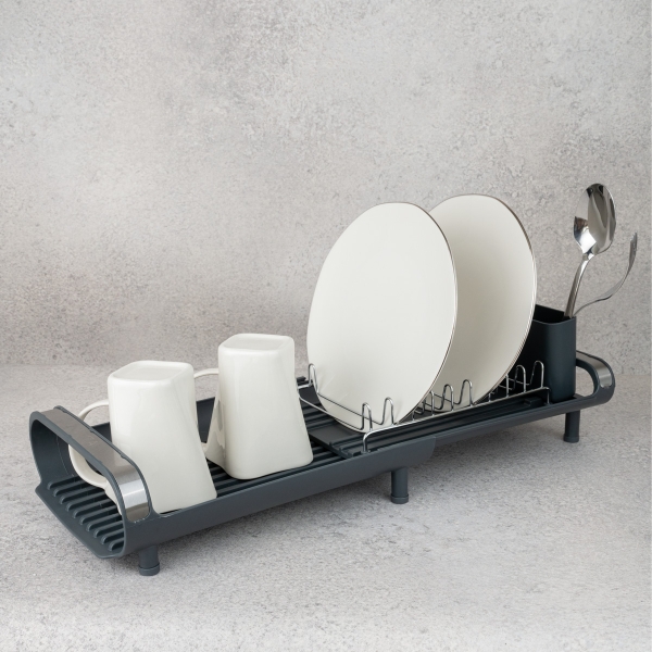 Over Sink Kitchen Storage Dish Drying Rack 28 - 49.7 x 20 x 12.6 cm - Silver / Grey