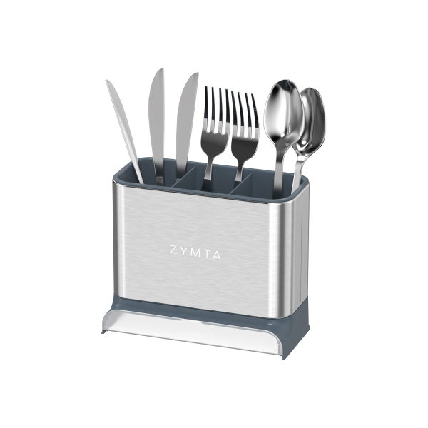 Kitchen Utensil Holder - 14 x 9.7 x 15.8 cm - Silver / Grey