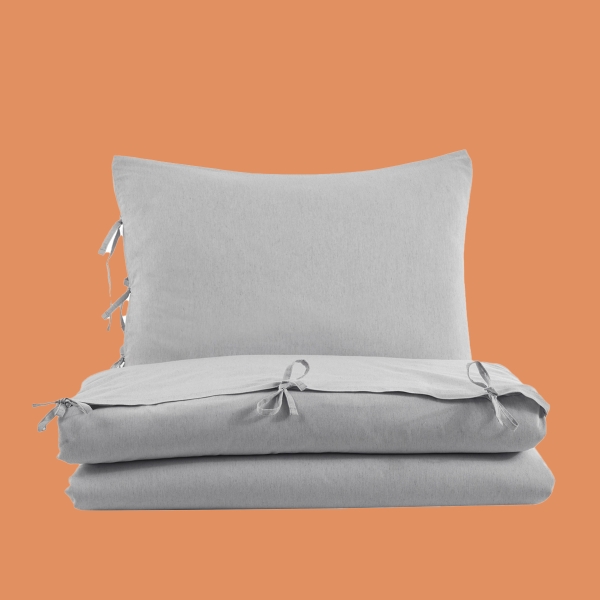 3 Pieces Karina Cotton Baby Duvet Cover Set 100 x 150 cm - Light Grey