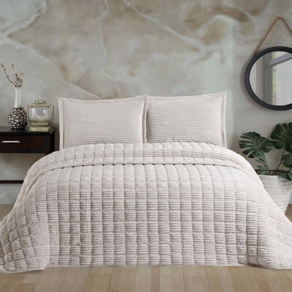 2 Pieces Asos Single Welsoft Bedspread Set 180 x 230 cm - Cream