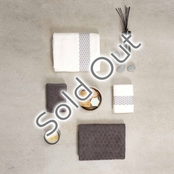 4 Pieces Lossi Cotton Towel Set 80 x 150 + 50 x 90 cm - Off White / Grey