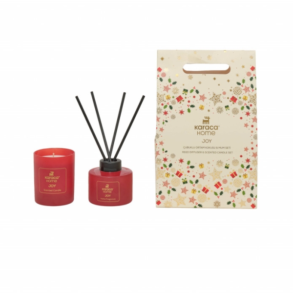 2 Pieces Joy Ambient Scented Sticks & Candle Gift Set - Red