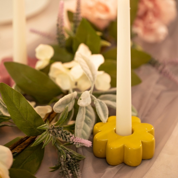 Grandeur Candle Holder 8.5 x 8.5 x 3 cm - Yellow