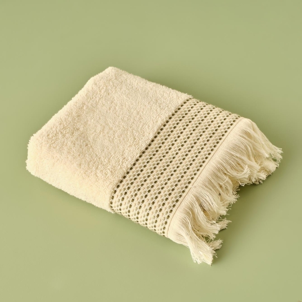 Stitch Stripes Cotton Face Towel 50 x 75 cm - Green