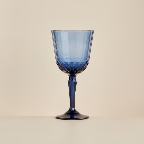 6 Pieces Colore Cut Glass Cup 310 ml - Blue