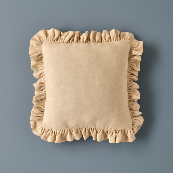 Retro Frilly Filled Cushion 43 x 43 cm - Cream