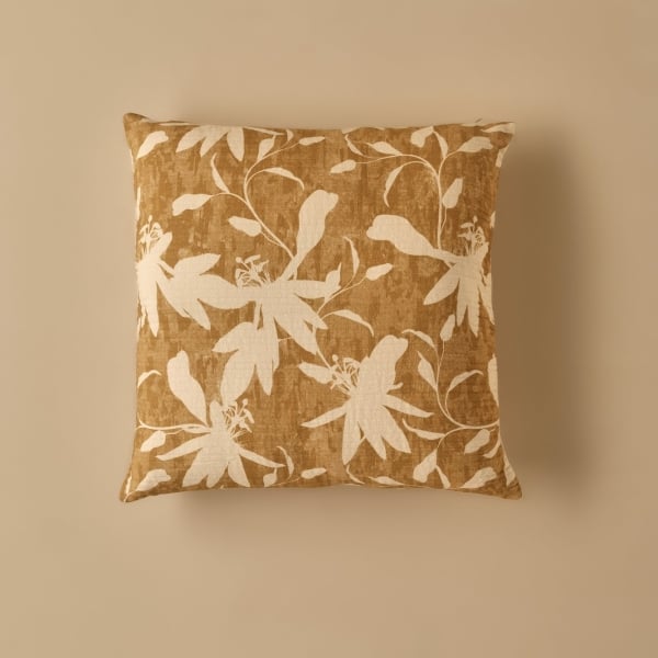 Floral Printed Cover Cushion 45 x 45 cm - Yellow