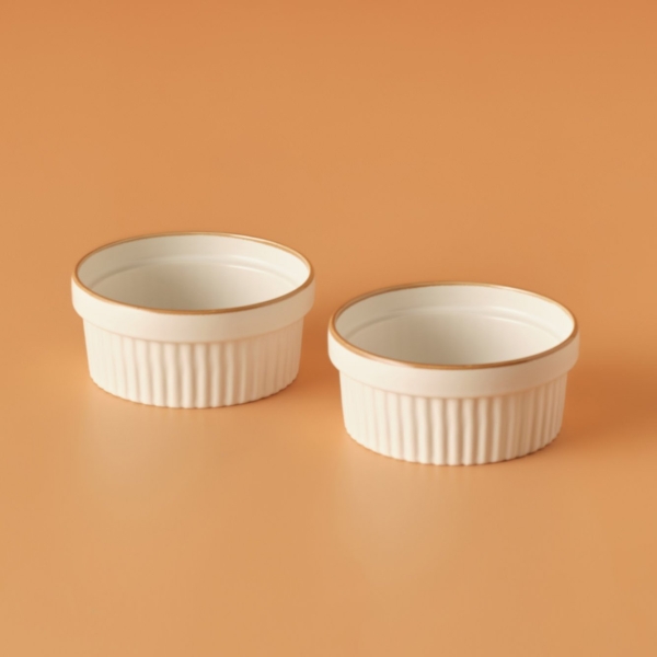 2 Pieces Arie Porcelain Baking Bowl Set 290 ml - Beige