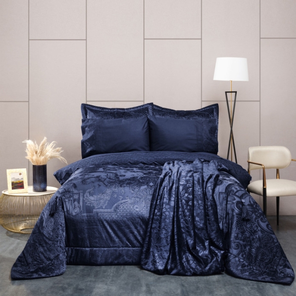 8 Pieces Valeria Best Dowery Set 200 x 220 cm - Navy Blue