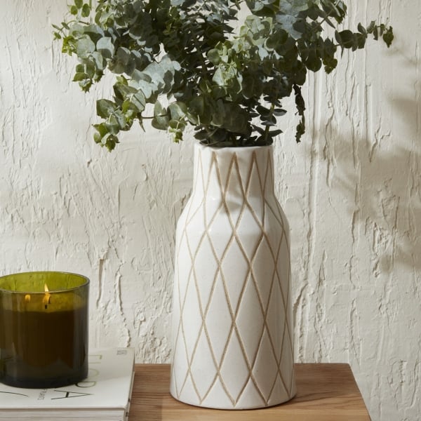 Mosaic Vase 18.5 x 18.5 x 32.7 cm  - White