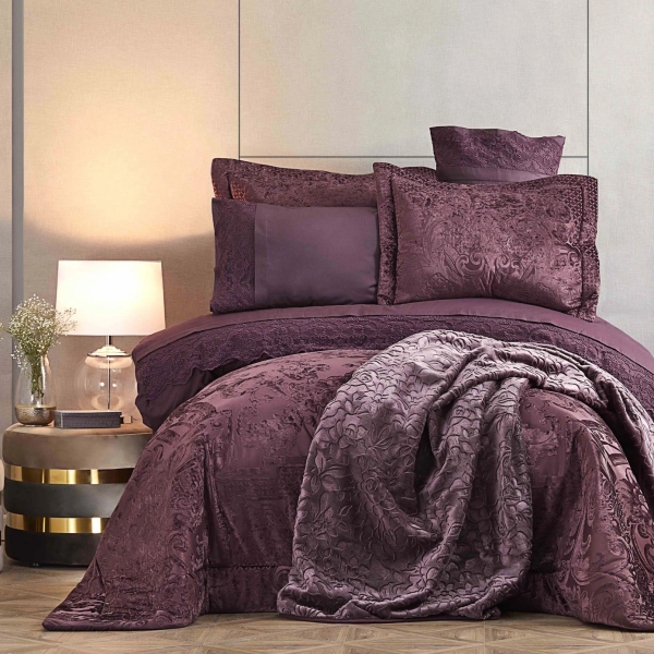 8 Pieces Valeria Royal Double Dowry Set - Plum