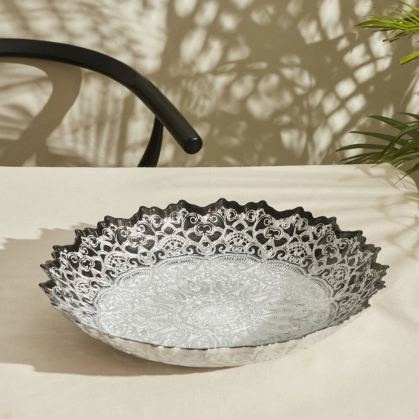 Kashida Decorative Plate 34 cm - Silver