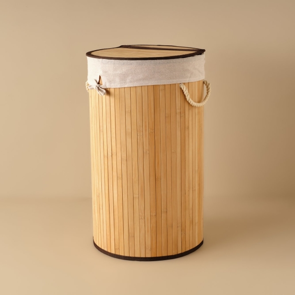 Lavi Bamboo Folding Laundry Basket 35 x 61 cm - Beige