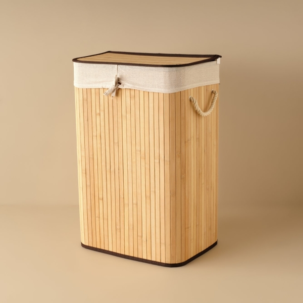 Bennet Bamboo Folding Laundry Basket  40 x30 x 61 cm - Beige