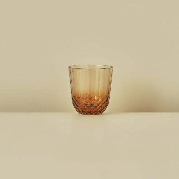 6 pieces Color Cut Glass Cup 320 ml - Amber