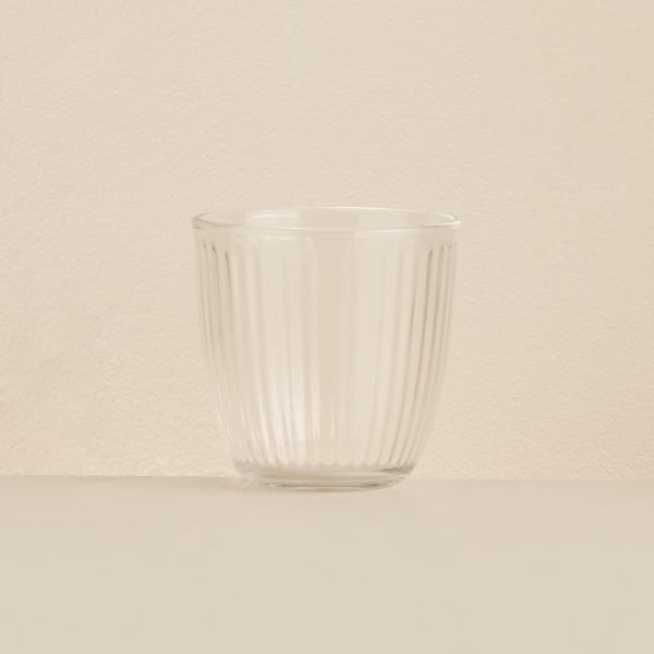 6 Pieces Line Glass Cup 290 ml - Transparent