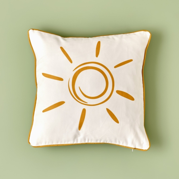 Sun Polyester Throw Pillow 45 x 45 cm - Yellow / White