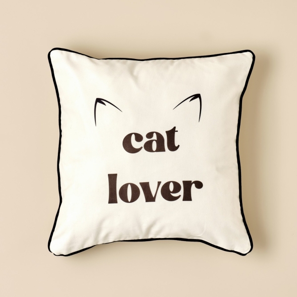 Cat Lover Polyester Throw Pillow 45 x 45 cm - Black / White