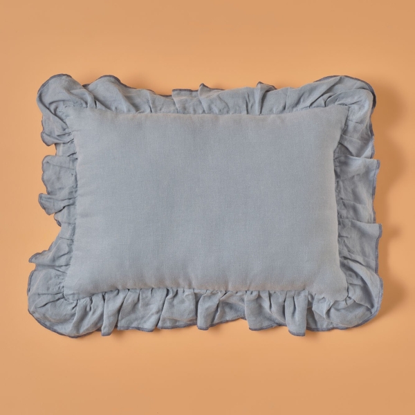 Lerma Frilly Linen Throw Pillow Cover 35 x 50 cm - Blue 