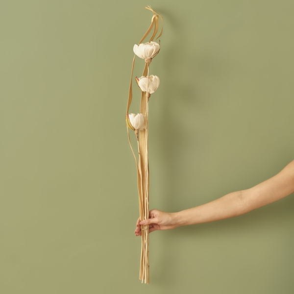 Via Dal Dried Flower Bouquet 100 cm - Beige / White
