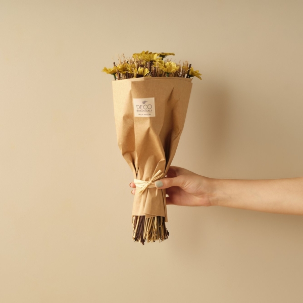 Daisy Dried Flower Branch Bouquet 35 cm - Yellow 