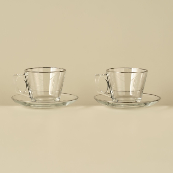 2 Pieces Premium Tea Cup Set 195 cc - Silver 