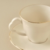 2 Pieces Clover Porcelain Teacup Set 280 cc - Gold / White