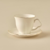 2 Pieces Clover Porcelain Teacup Set 280 cc - Gold / White