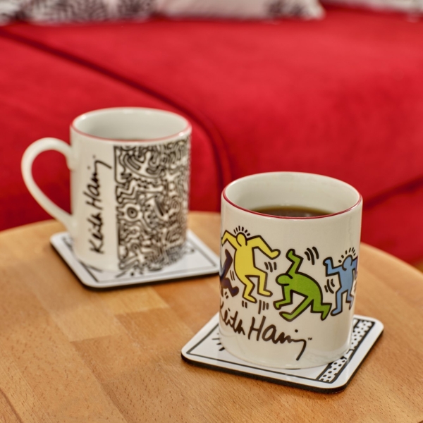 Keith Haring Porcelain Mug 390 cc - Yellow / Green / White / Red