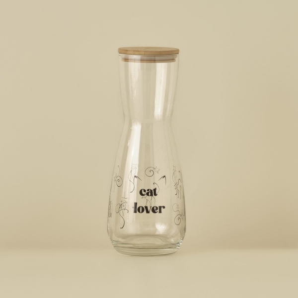 Cat Lover Glass Carafe 1100 cc - Black / Transparent