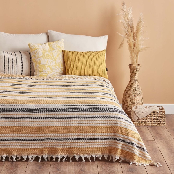 Linea Single Bedspread 160 x 220 cm - Mustard 