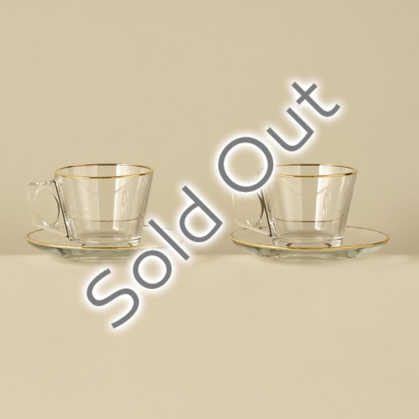 2 Pieces Premium Tea Cup Set 195 ml - Gold