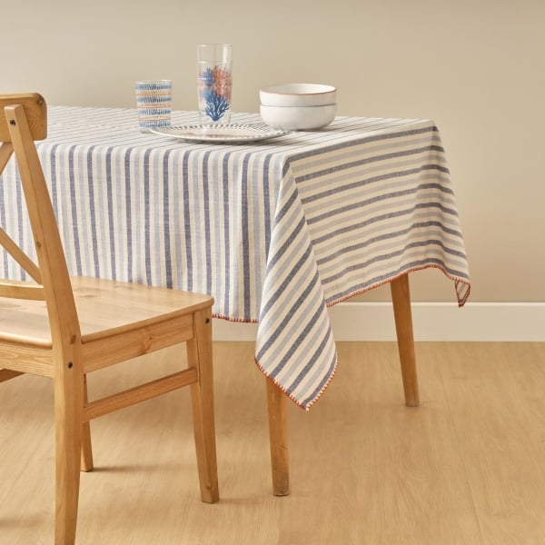 Marine Cotton Tablecloth 153 x 153 cm - Blue