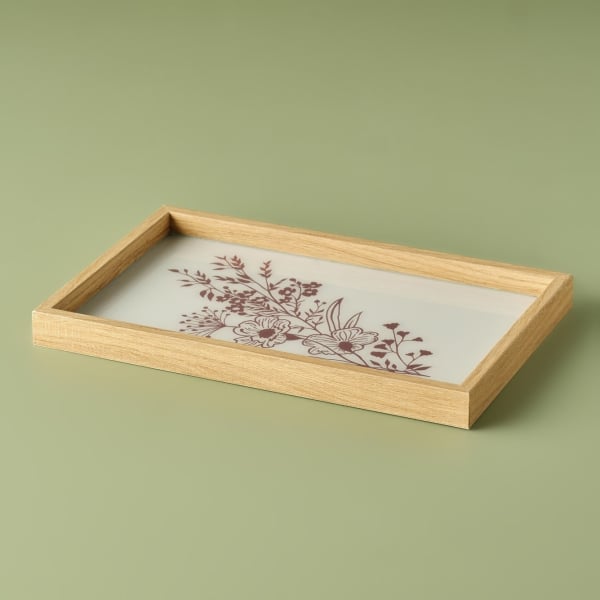 Pavia Wood Tray  22 x 37 cm - Dried Rose / Beige
