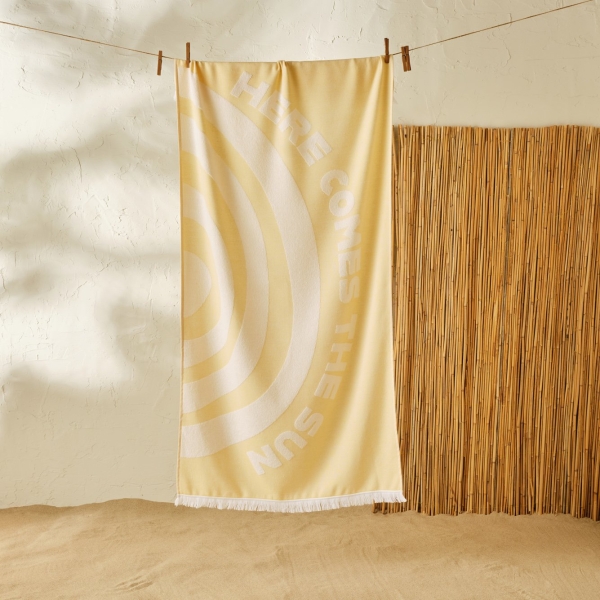 Here Comes The Sun Cotton Beach Towel 75 x 150 cm - Yellow