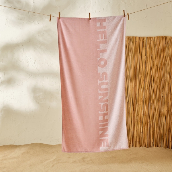 Hello Summer Cotton Beach Towel 75 x 150 cm - Pink