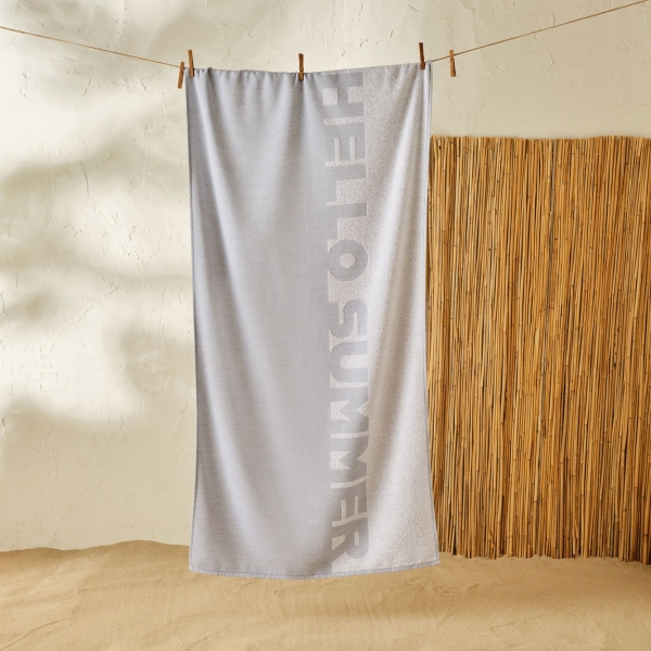 Hello Summer Cotton Beach Towel 75 x 150 cm - Blue