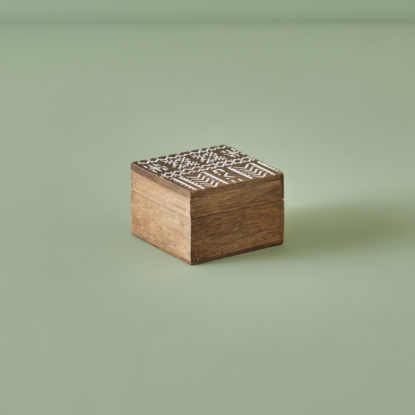 Geo Decorative Box 10 x 10 x 6 cm - Beige