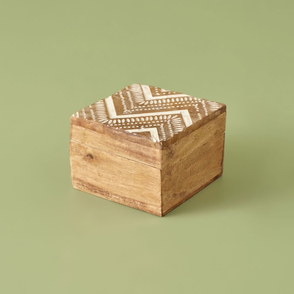 Hiero Decorative Box 10 x 10 x 6 cm - Beige