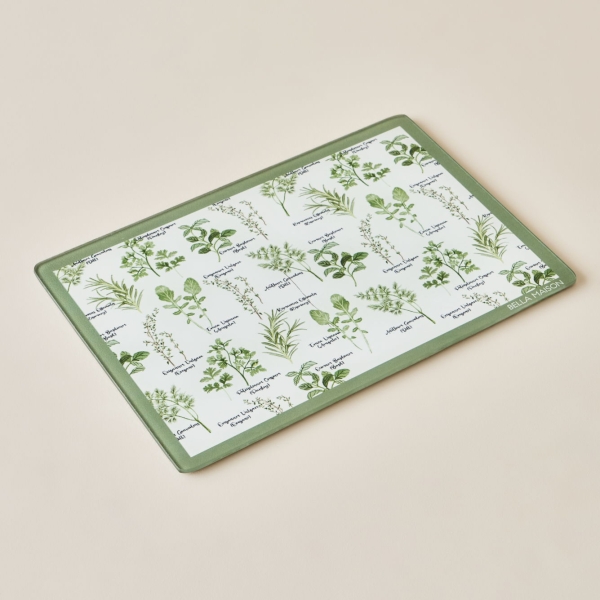 Leaf Glass Cutting Board 30 x 20 cm - Green / White