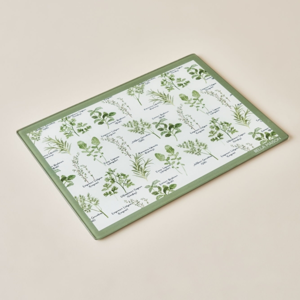 Leaf Glass Cutting Board 35 x 25 cm - Green / White