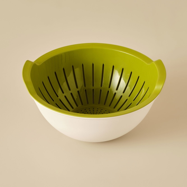 Handle Strainer with Bowl 25.5 x 25.5 x 10.8 cm - Green / White