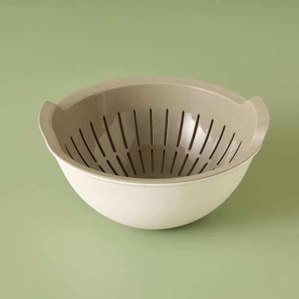 Handle Strainer With Bowl 25.5 x 25.5 x 10.8 cm - Beige / White