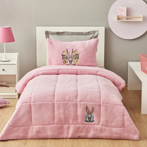 4 Pieces Looney Tunes Bugs Bunny Single Comfort Set 160 x 220 cm - Pink