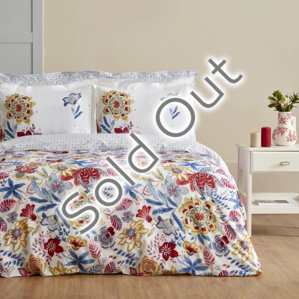 4 Pieces Persian Cotton Double Duvet Cover Set 200 x 220 cm - Blue / Red / White / Yellow